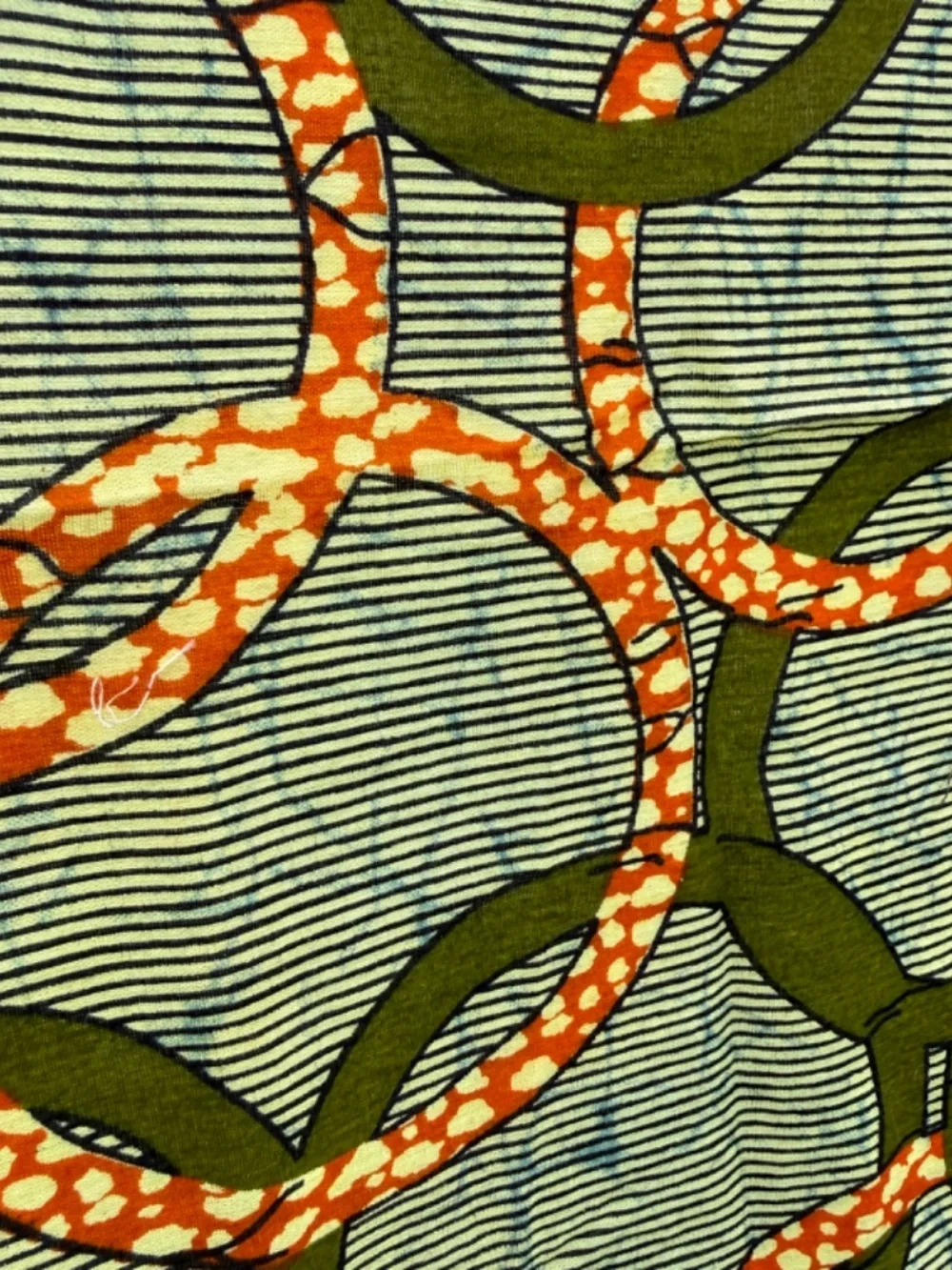 New Guaranteed Real Wax HiTarget African Fabric 1.75 yds Orange Green Circles